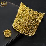 African Adjustable Bangles With Ring For Women Dubai Plated Bracelet