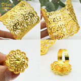 African Adjustable Bangles With Ring For Women Dubai Plated Bracelet