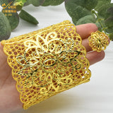 African Adjustable Bangles With Ring For Women Dubai Plated Bracelet
