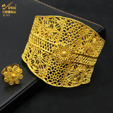 African Adjustable Bangles With Ring For Women Dubai Plated Bracelet