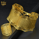 African Plated Cuff Bangles With Ring For Women