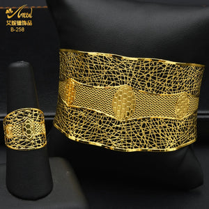 African Plated Cuff Bangles With Ring For Women