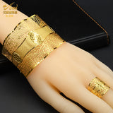 African Plated Cuff Bangles With Ring For Women