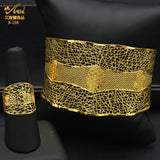 African Plated Cuff Bangles With Ring For Women