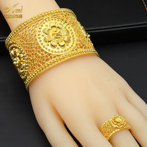 African Cuff Bangle Set with Ring Ethiopian Jewelry