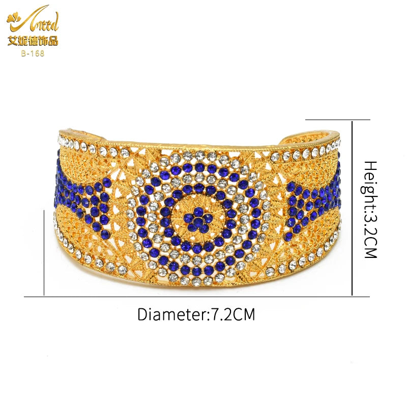 African Vintage Royal Crystal Cuff Bangle Nigerian Bridal Wedding Jewellery