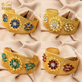 African Vintage Crystal Cuff Bangles Dubai Plated Bracelet