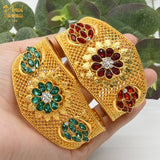 African Vintage Crystal Cuff Bangles Dubai Plated Bracelet
