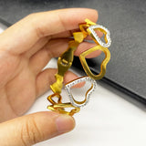 Heart Rhinestone Charm Bracelet Stainless Steel Bangle