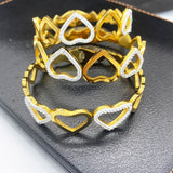 Heart Rhinestone Charm Bracelet Stainless Steel Bangle