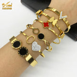 Heart Rhinestone Charm Bracelet Stainless Steel Bangle