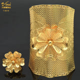 Dubai 24K Golden Cuff Bracelet Female Wedding Jewelry