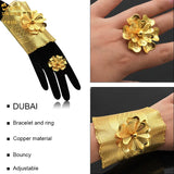 Dubai 24K Golden Cuff Bracelet Female Wedding Jewelry