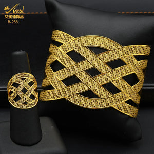 Dubai Chain Cuff Bangle With Ring For Women