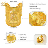 Dubai Ethiopia 24K Plated Big Bangles With Ring Wedding Banquet Jewelry