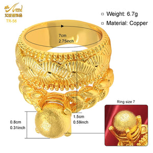 Dubai Ring 24K Wedding Bride Arabic Ethiopian Big Moroccan Party