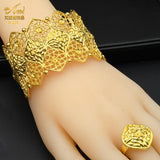 Dubai Plated Cuff Bangles With Ring Nigerian Wedding Bridal Bangle