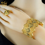 Dubai Plated Cuff Bangles With Ring Nigerian Wedding Bridal Bangle
