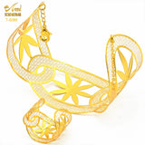 Dubai Plated Woman Bracelet Cuff Bangle With Ring For Women