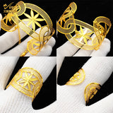Dubai Plated Woman Bracelet Cuff Bangle With Ring For Women