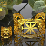 Dubai Plated Woman Bracelet Cuff Bangle With Ring For Women