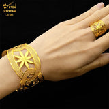 Dubai Plated Woman Bracelet Cuff Bangle With Ring For Women