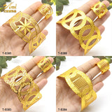 Dubai Plated Woman Bracelet Cuff Bangle With Ring For Women