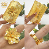 Dubai Plated Woman Bracelet Cuff Bridal Flower Bangles