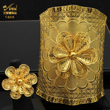 Dubai Plated Woman Bracelet Cuff Bridal Flower Bangles