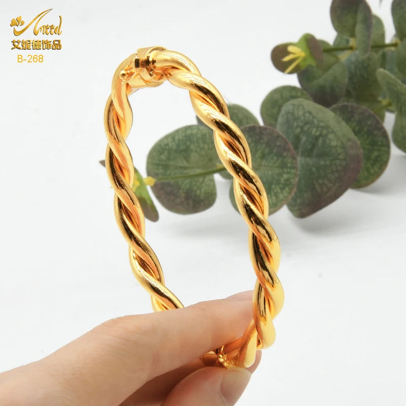 Dubai 24k Plated Bangle Women Charm Copper Bracelets
