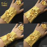 Dubai Plated Bangles With Ring Women Indian Charm Bracelet