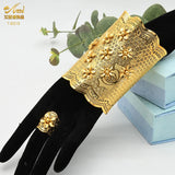 Dubai Plated Bangles With Ring Women Indian Charm Bracelet