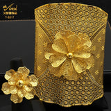Dubai Plated Bangles With Ring Women Indian Charm Bracelet