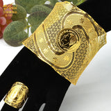 Adjustable Chain Bangle With Ring Dubai Plated Cuff Bracelet