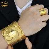 Adjustable Chain Bangle With Ring Dubai Plated Cuff Bracelet