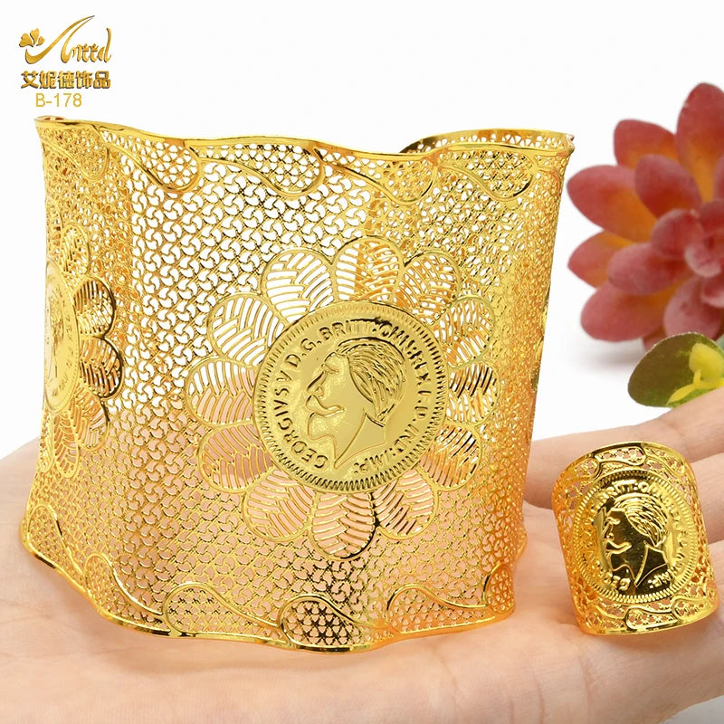 Adjustable Chain Bangle With Ring Women Indian Dubai Bracelet