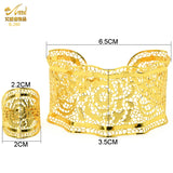 Indian 24K Plated Bangles With Ring For Women Nigerian Wedding Party Jewelry