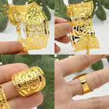 Indian 24K Plated Bangles With Ring For Women Nigerian Wedding Party Jewelry