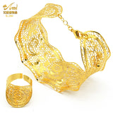 Indian 24K Plated Bangles With Ring For Women Nigerian Wedding Party Jewelry