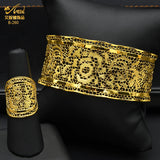 Indian 24K Plated Bangles With Ring For Women Nigerian Wedding Party Jewelry