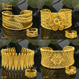 Indian 24K Plated Cuff Bangles With Ring For Women
