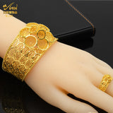 Indian 24K Plated Cuff Bangles With Ring For Women