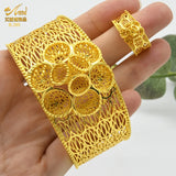 Indian 24K Plated Cuff Bangles With Ring For Women