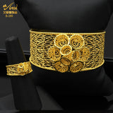 Indian 24K Plated Cuff Bangles With Ring For Women