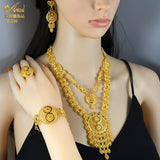 Indian 24K Plated Necklace Set Nigerian Party Bridal Wedding Jewelry