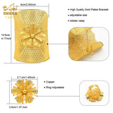 Indian Flower Bangles With Ring For Women Plated Bracelet Dubai Wedding