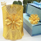 Indian Flower Bangles With Ring For Women Plated Bracelet Dubai Wedding