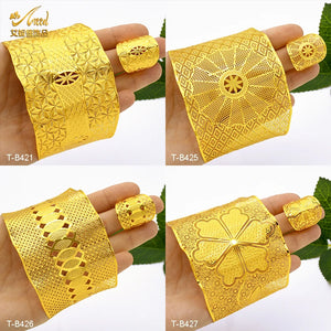 Indian Plated Bangles With Ring Dubai Bride Wedding Party Bracelet Jewelry