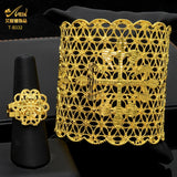 Italian G Letter 24K Bangle & Ring Set for Women