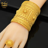 Italian G Letter 24K Bangle & Ring Set for Women
